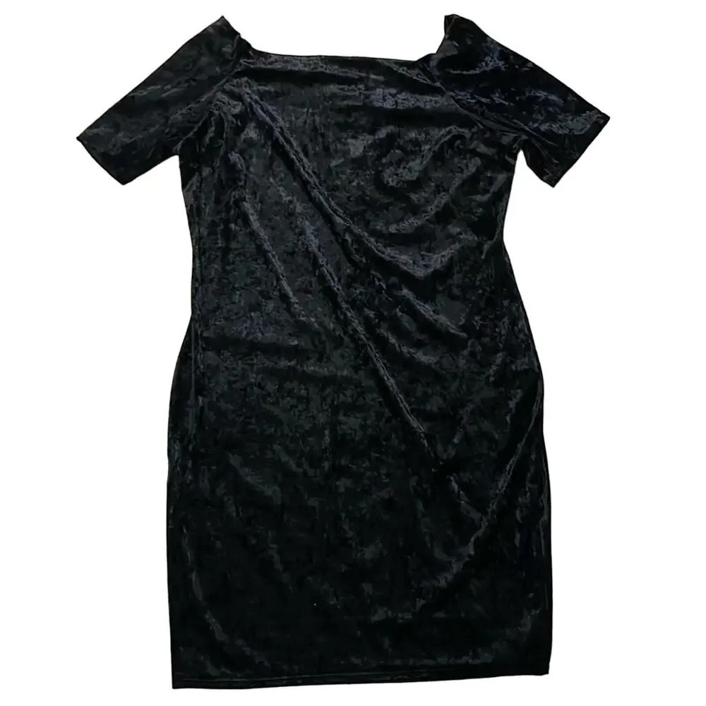 Vintage Banabee Black Velvet Off Shoulder Cocktail Dress Women's Size XXL